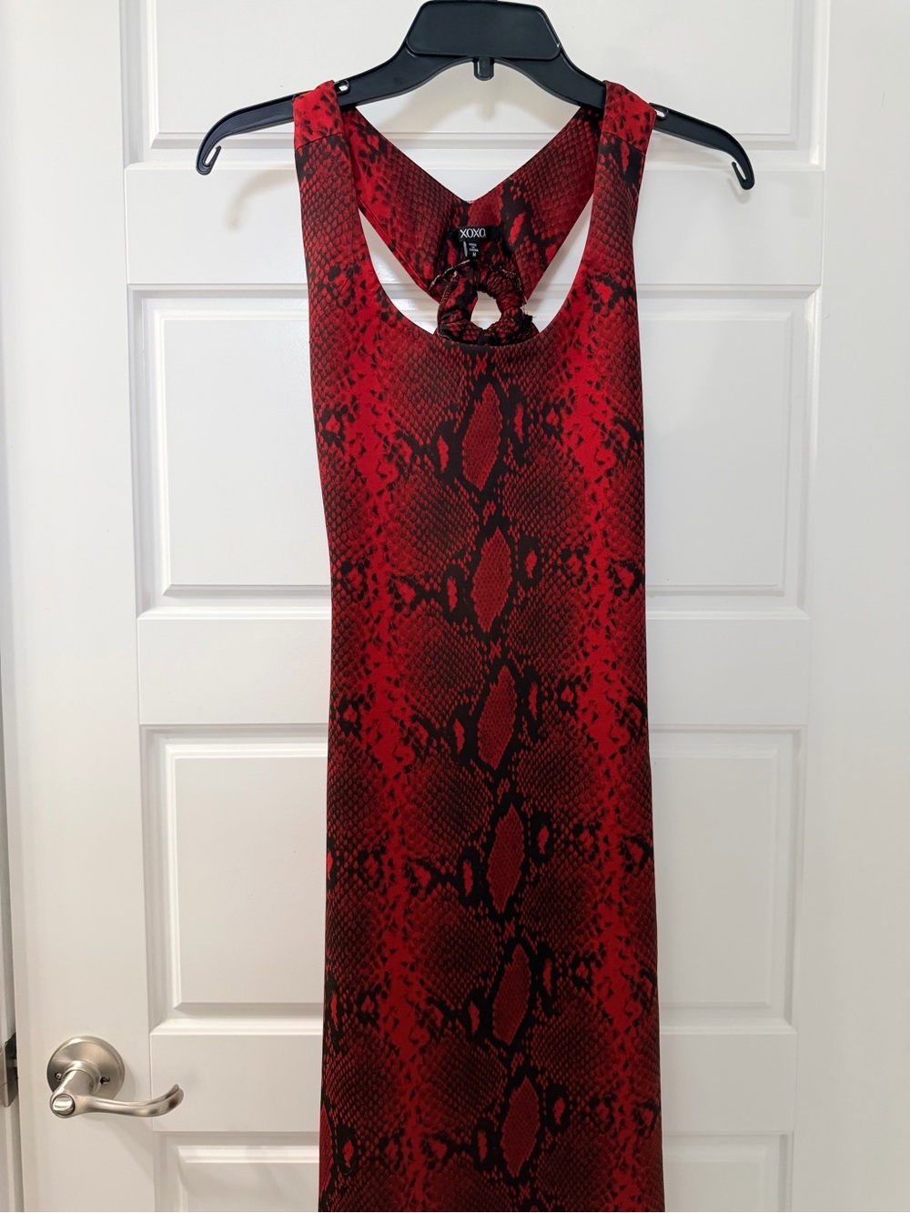 XOXO Red and Black Snake-Print Maxi Dress